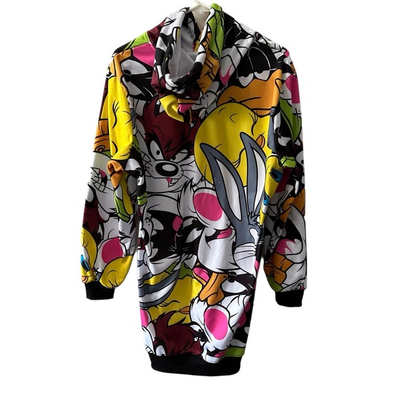 Women’s Looney Tunes Multi-Colored Activewear Pullover Fleece Hoodie, Size L. - Picture 13 of 14